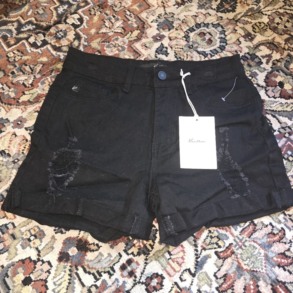 Womens Black Kancan Factory Distress Shorts